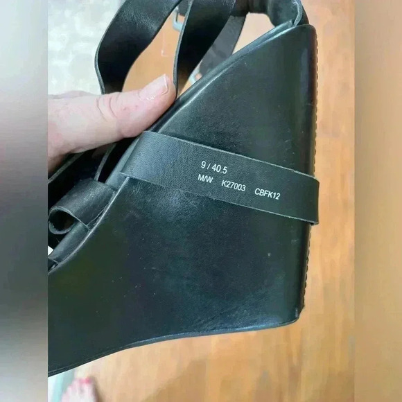 Kork-Ease Hailey Strappy Platform Wedge Sandals Shoes Black Leather 9 40.5 - Picture 8 of 12